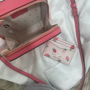 Like new pink Kate Spade crossbody with matching card wallet